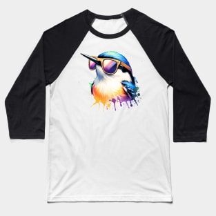 Watercolor White Breasted Nuthatch. Baseball T-Shirt